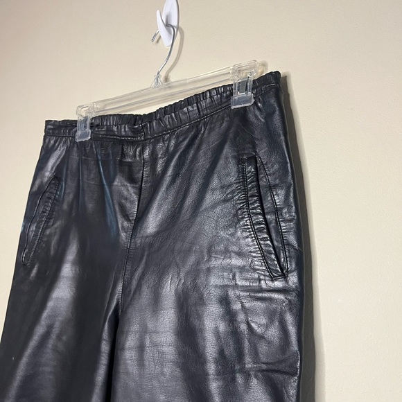 Vintage 90’s Pull on 100% Leather Pants - Picture 4 of 12